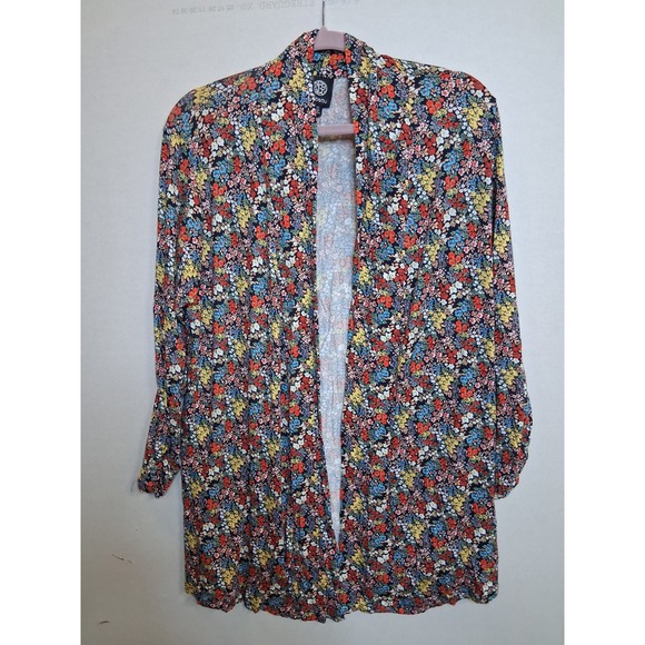 Robeau Sweaters - Robeau Womens 1X Floral Cardigan Open Front Long Sleeve Multicolor Ditsy Pr 1115